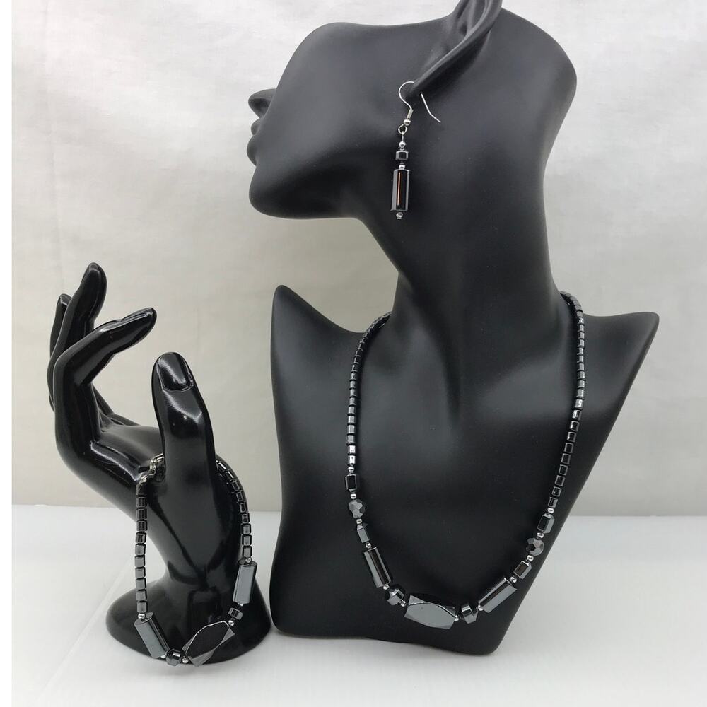 Retro Handmade Dark Gray Hematite 3-Piece Jewelry Set